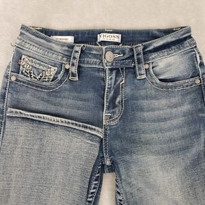 Vigoss Slim Boot Womens 2 (27) Jeans Light Wash Embellished Pockets Embroidered